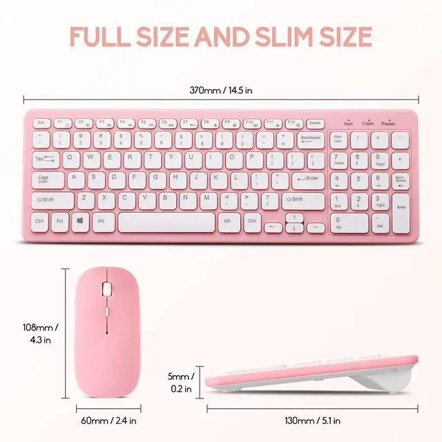 Alt view image 2 of 7 - Wireless Keyboard and Mouse Combo, Compact Quiet Wireless Keyboard and Mouse Set 2.4G Ultra-Thin Sleek Design for Windows, Computer, Desktop, PC, Notebook, Laptop (Pink)