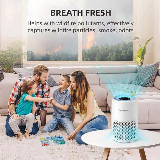 Alt view image 4 of 7 - AromaRoom Air Purifiers for Bedroom with True HEPA13 Filters 3-in-1, Pet Air Purifier with Aroma Pad for Wildfires Smoke Pollen Dander, 22dB Quiet Air Cleaners for Baby Room Office Dorm