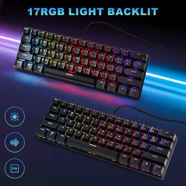 Alt view image 4 of 7 - Gaozen 60% Wired Mechanical Gaming Keyboard RGB Backlit Anti-Ghosting Compact 61-Keys Mini Keyboard with Red Switch | for Windows Laptop PC Gamer Office Typist