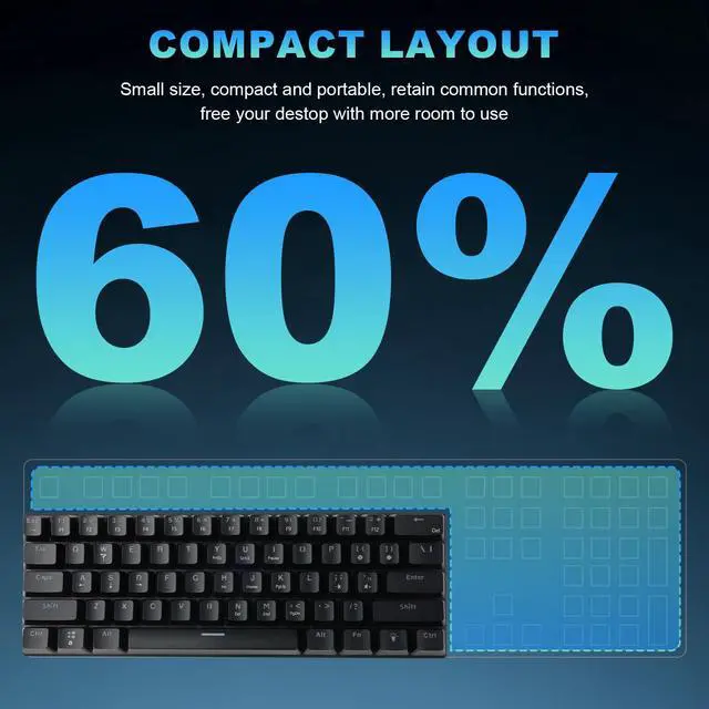 Alt view image 6 of 7 - Gaozen 60% Wired Mechanical Gaming Keyboard RGB Backlit Anti-Ghosting Compact 61-Keys Mini Keyboard with Red Switch | for Windows Laptop PC Gamer Office Typist