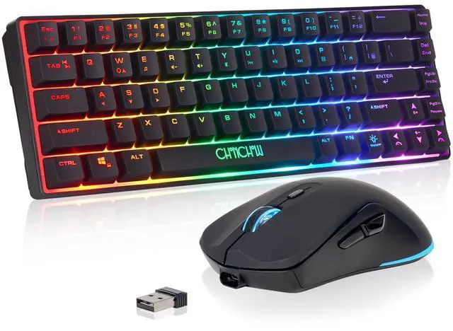 Main image of CHONCHOW 60% Wireless Gaming Keyboard and Mouse Combo, RGB Backlit Rechargeable LED Light Up Keyboards,Wireless Gaming Mouse and Keyboard for Xbox PS4 PS5 PC Laptop -Black