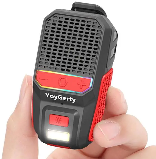 Main image of 2026 Upgrade Wearable Bluetooth 5.4 Speaker, IPX6 Waterproof Clip on Wireless Speakers, Portable Speaker with RGB Lights and Flash, Built-in Mic,15H Playtime for Cycling/Home/Party/Beach/Outdoor(Red)