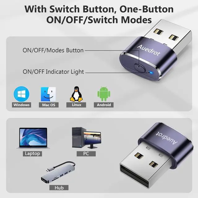 Alt view image 5 of 7 - AUEDROT Mouse Jiggler Undetectable Metal USB Mouse Mover with Switch Button, Automatic Mini Mouse Shaker with 2 Jiggle Modes, Plug and Play, Keep Computer/Laptop Awake, Purple, 2 PCS