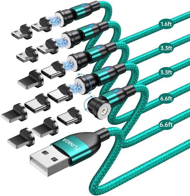 Main image of Magnetic Charging Cable (4Pack, 3.3ft/3.3ft/6.6ft/6.6ft)/360°&180° Rotating Magnetic USB C Charging Cable with LED/Magnetic Charger Cable/Magnetic Phone Charger Cord-Nylon Braided for More Devices