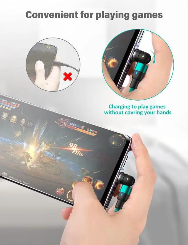 Alt view image 5 of 7 - Magnetic Charging Cable (4Pack, 3.3ft/3.3ft/6.6ft/6.6ft)/360°&180° Rotating Magnetic USB C Charging Cable with LED/Magnetic Charger Cable/Magnetic Phone Charger Cord-Nylon Braided for More Devices