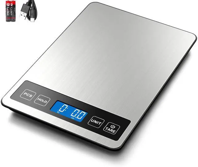 Main image of Fuzion Food Scale, 1g/0.1oz Digital Kitchen Scale - 22lb, 7 Units, Tare & PCS, Rechargeable Power, Tempered Glass & Stainless Steel - Food Weight Scale Grams and Ounces for Cooking, Baking