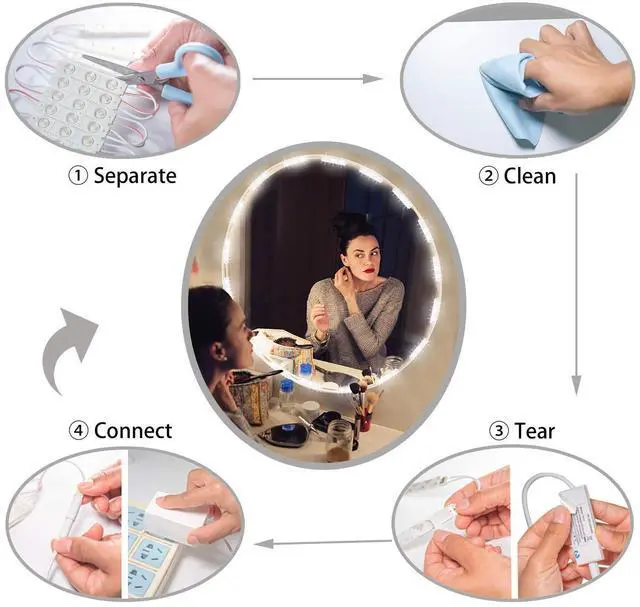 Alt view image 6 of 6 - Kintion LED Vanity Mirror Lights with RF Remote, Dimmable Hollywood Style 13ft(4m), Bathroom Waterproof, for Full Body Mirror, Makeup Mirror, Vanity Mirror, Bathroom Mirror(Mirror Not Include)