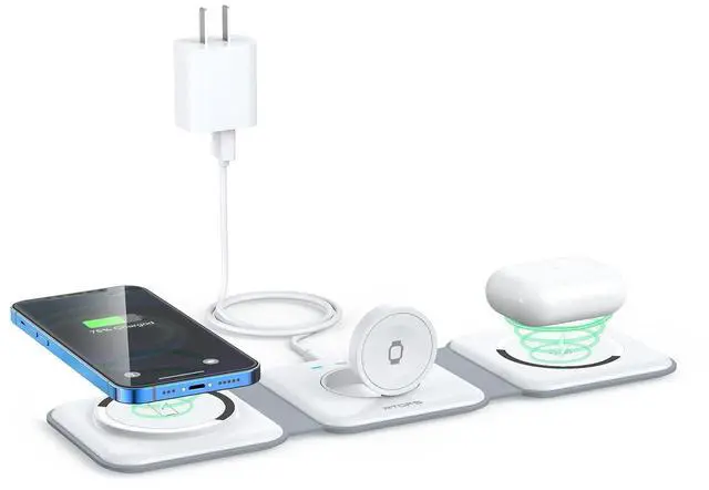 Main image of Wireless Charger 3 in 1,RTOPS Magnetic Travel Wireless Charging Station Multiple Devices,GaN 3 in 1 Charging Station,Compatible for iPhone16/15/14/13/Pro/Max,iWatch,AirPods4/3/2/Pro(Adapter Includes)