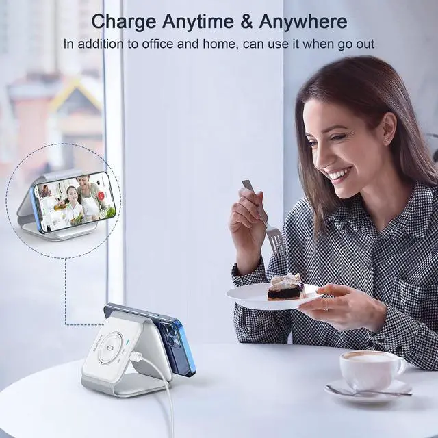 Alt view image 6 of 7 - Wireless Charger 3 in 1,RTOPS Magnetic Travel Wireless Charging Station Multiple Devices,GaN 3 in 1 Charging Station,Compatible for iPhone16/15/14/13/Pro/Max,iWatch,AirPods4/3/2/Pro(Adapter Includes)