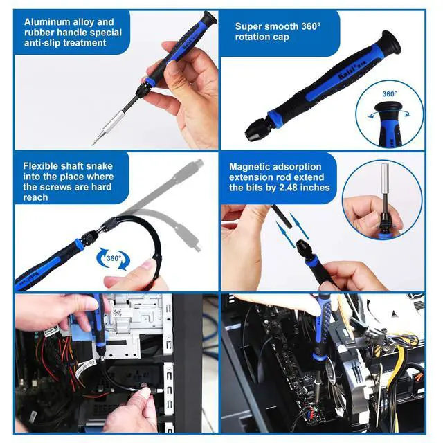Alt view image 3 of 7 - Kaisi 136 in 1 Electronics Repair Tool Kit Professional Precision Screwdriver Set Magnetic Drive Kit with Portable Bag