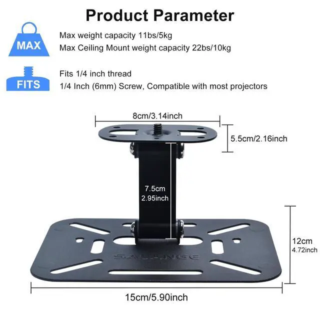 Alt view image 6 of 7 - Projector Stand Table, Desktop Foldable Stand, Projector Ceiling Mount, Easy Setup with 180-Degree Adjustment, Compatible with Most Projectors for Home,Outdoor,Office