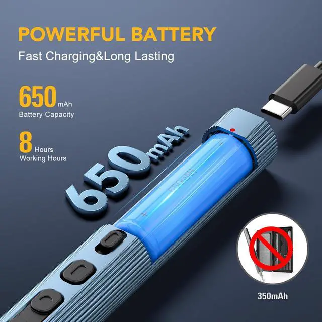 Alt view image 2 of 7 - VIGRUE Electric Screwdriver, 155 IN 1 Mini Precision Screwdriver Set, 3 Torque Settings with 140 Magnetic Precision Bits, Power 650mAh Cordless Screwdriver Kit for Laptop Camera Watch Drones Repair