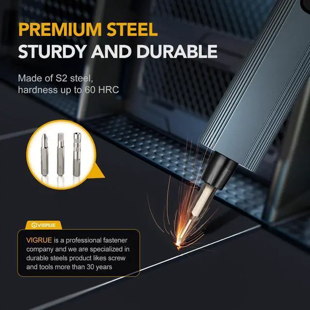 Alt view image 3 of 7 - VIGRUE Electric Screwdriver, 155 IN 1 Mini Precision Screwdriver Set, 3 Torque Settings with 140 Magnetic Precision Bits, Power 650mAh Cordless Screwdriver Kit for Laptop Camera Watch Drones Repair