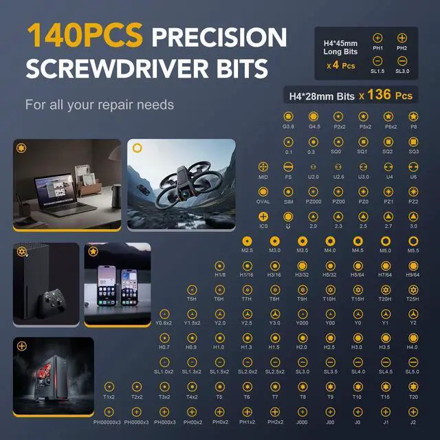 Alt view image 6 of 7 - VIGRUE Electric Screwdriver, 155 IN 1 Mini Precision Screwdriver Set, 3 Torque Settings with 140 Magnetic Precision Bits, Power 650mAh Cordless Screwdriver Kit for Laptop Camera Watch Drones Repair