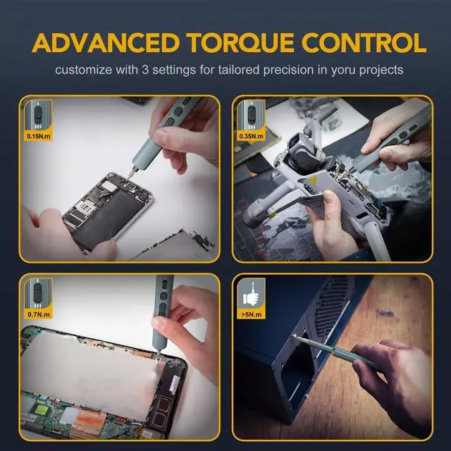 Alt view image 7 of 7 - VIGRUE Electric Screwdriver, 155 IN 1 Mini Precision Screwdriver Set, 3 Torque Settings with 140 Magnetic Precision Bits, Power 650mAh Cordless Screwdriver Kit for Laptop Camera Watch Drones Repair