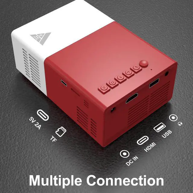 Alt view image 4 of 7 - Projector with WiFi and Bluetooth, Mini Portable Projector 1080P HD 170" Movie Projector, Outdoor Projector Compatible with Phone/ Tablet/ Laptop/ TV Stick/ PS4/ HDMI Red (Red)