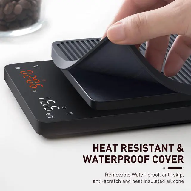 Alt view image 6 of 7 - BAGAIL BASICS Coffee Scale with Timer, 0.1g High Precision Kitchen Scale, Pour Over Coffee Scale, Drip Espresso Scale with Auto Tare, Touch Sensor and Silicone Cover - 6.6 lbs/3 kg