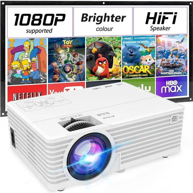 Main image of Mini Video Projector, 1080P Supported, Portable Outdoor Movie Projector, 176" Display Compatible with TV Stick, HDMI, USB, VGA, AV for Home Entertainment