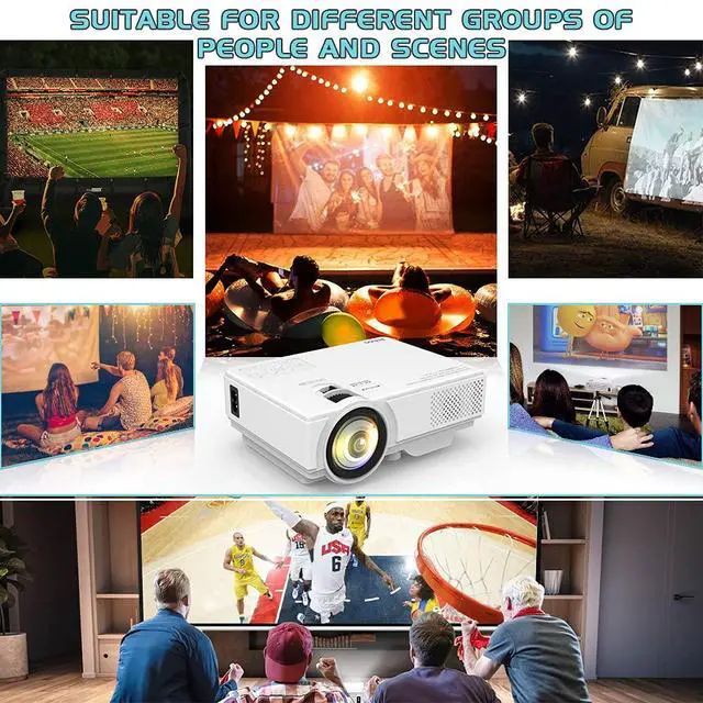 Alt view image 5 of 7 - Mini Video Projector, 1080P Supported, Portable Outdoor Movie Projector, 176" Display Compatible with TV Stick, HDMI, USB, VGA, AV for Home Entertainment