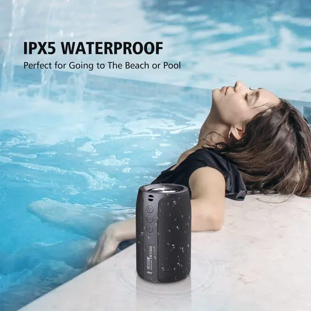Alt view image 2 of 7 - Portable Bluetooth Speakers, Wireless Speaker, S32 Samll Outdoor Speaker, Waterproof IPX5, Stereo Pairing/Bass/USB/MIC/TF Card/AUX for Home Outdoor Travel, Gift for Men, Kids -Black