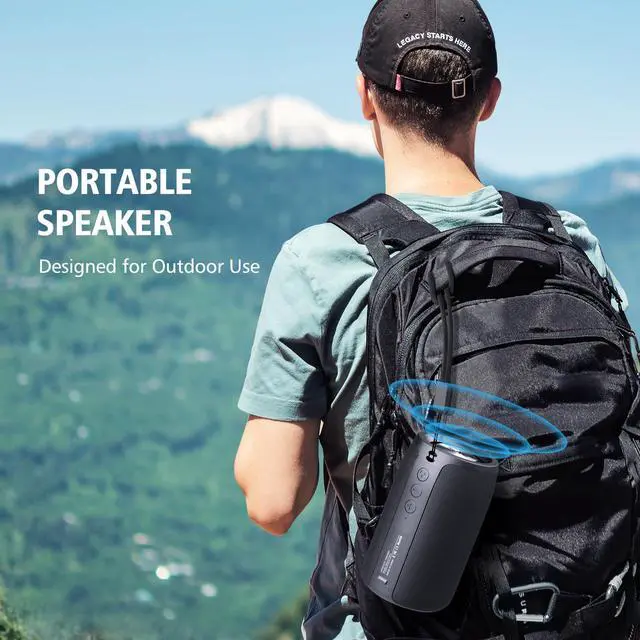 Alt view image 7 of 7 - Portable Bluetooth Speakers, Wireless Speaker, S32 Samll Outdoor Speaker, Waterproof IPX5, Stereo Pairing/Bass/USB/MIC/TF Card/AUX for Home Outdoor Travel, Gift for Men, Kids -Black