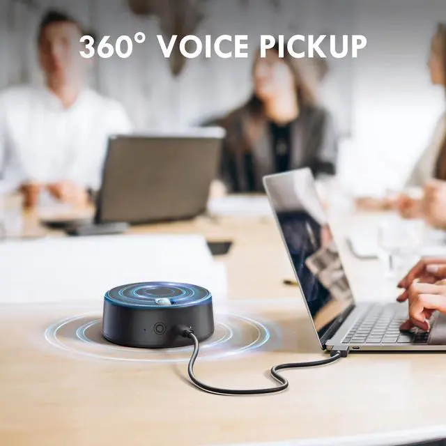 Alt view image 3 of 7 - ROFALL USB Computer Speakers with Microphone, PC Laptop Speaker with Mic, 2 Sound Modes, Hand Free Enhanced Voice Pick up, Compatible with Zoom for Personal Call and Home Office Meeting