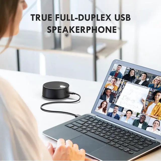 Alt view image 5 of 7 - ROFALL USB Computer Speakers with Microphone, PC Laptop Speaker with Mic, 2 Sound Modes, Hand Free Enhanced Voice Pick up, Compatible with Zoom for Personal Call and Home Office Meeting