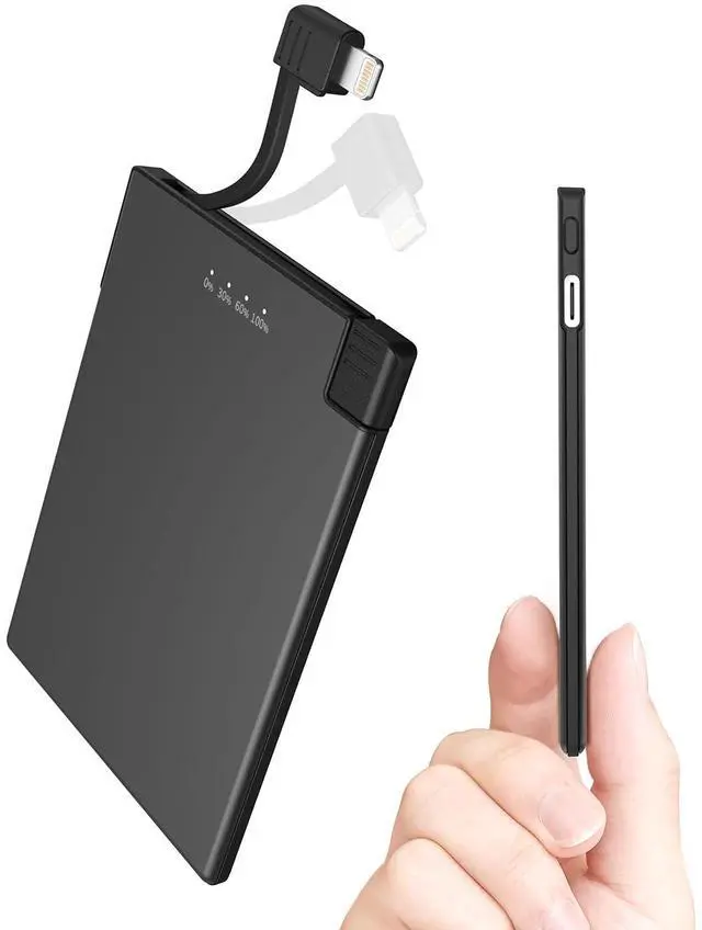 Main image of TNTOR Thin Portable Phone Charger with Built in Lightning Cable-3500mAhUltra Slim Travel Power Bank for Pocket Wallet Compatible with iPhone 14/13/12/11/X/8 Series (Not for iPhone 15 16 Series)