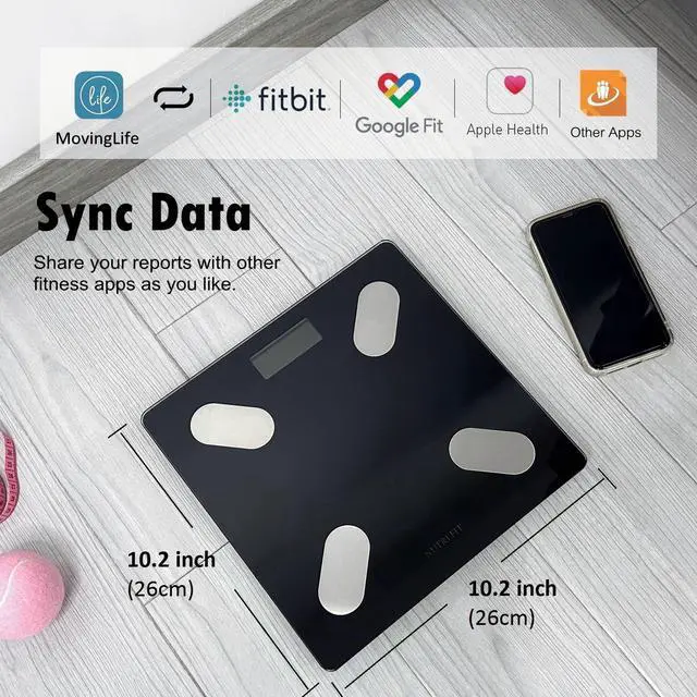 Alt view image 5 of 7 - NUTRI FIT Smart Scale for Body Weight Body Composition Monitor, Bathroom Digital Weighing Scale with BMI, Body Fat, Muscle Mass, Accurate Bluetooth Home User Health Equipment Sync Apps