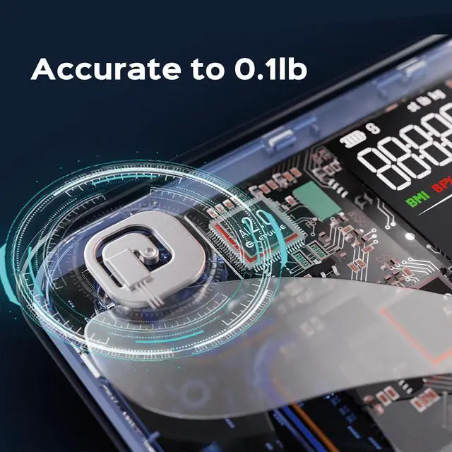 Alt view image 4 of 7 - Lepulse Smart Weight Scale with BMI Body Fat Muscle Mass, Updated X-Shaped Electrode Scale for Body Weight and Fat Percentage, 13 Body Composition Scale Large Display, Digital Bathroom Scale with App