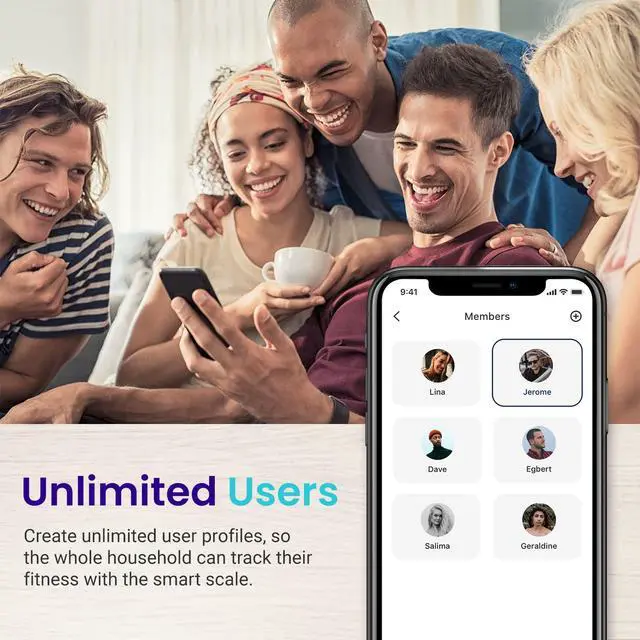 Alt view image 6 of 7 - Etekcity Rechargeable Smart Scale for Body Weight, Digital Bathroom Scale with BMI, Body Fat, Muscle Mass, Accurate Weighing Machine for People Sync with Smartphone App, 400lb