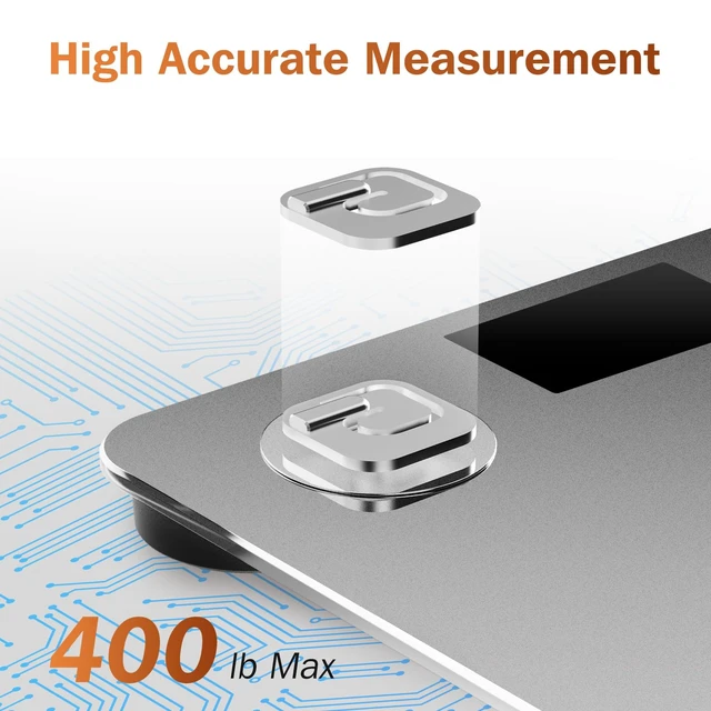 Alt view image 6 of 7 - Smart Bathroom Scale for Body Weight and Fat, BMI, Digital | Weighing Scale with Muscle Mass, Accurate Bluetooth App, LCD Display, Tempered Glass,14 Body Composition, Long Terms Analysis