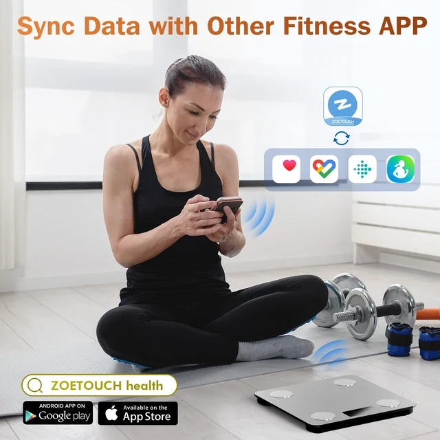 Alt view image 3 of 7 - Smart Bathroom Scale for Body Weight and Fat, BMI, Digital | Weighing Scale with Muscle Mass, Accurate Bluetooth App, LCD Display, Tempered Glass,14 Body Composition, Long Terms Analysis