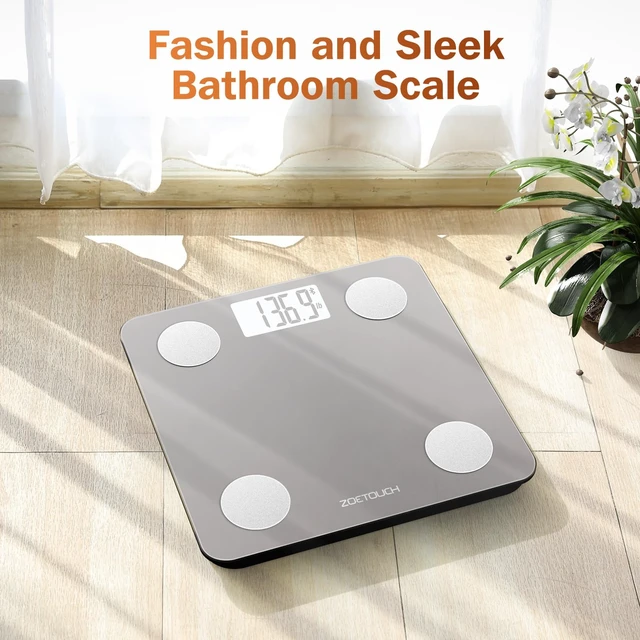 Alt view image 2 of 7 - Smart Bathroom Scale for Body Weight and Fat, BMI, Digital | Weighing Scale with Muscle Mass, Accurate Bluetooth App, LCD Display, Tempered Glass,14 Body Composition, Long Terms Analysis