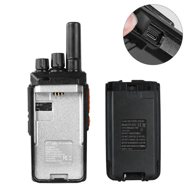 Alt view image 7 of 7 - Walkie Talkies for Adults, FR2 Handheld Long Range Walkie Talkies, Portable FRS Two Way Radio, Rechargeable USB-C Charging, VOX, License Free, for Road Trip Hiking Cruise Camping 2 Pack Black