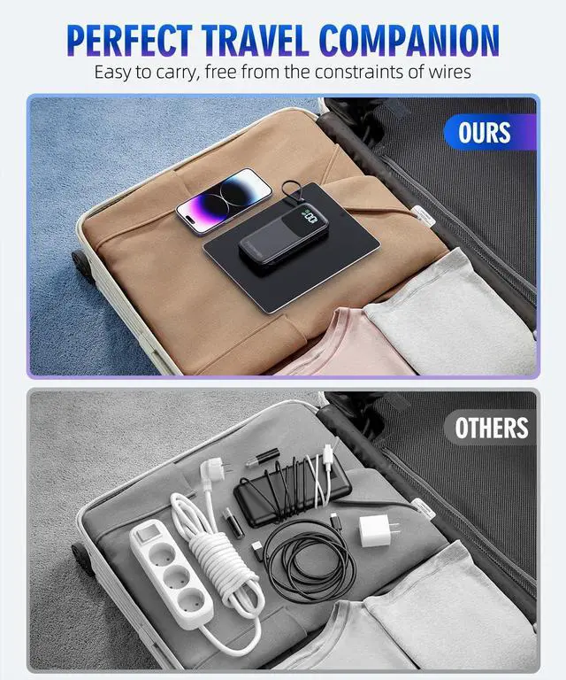 Alt view image 7 of 7 - LOVELEDI Portable-Charger-Power-Bank - 15000mAh Power Bank Supports PD 30W Fast Charging Built-in AC Wall Plug and 2 Output Cables with LED Display for iPhone iPad and Most Electronic Devices(Black)