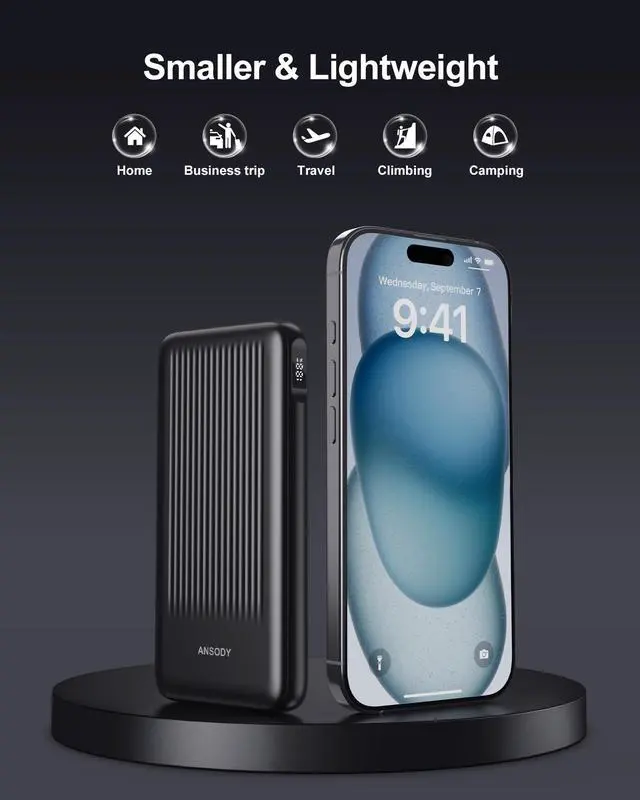 Alt view image 4 of 7 - Ansody 2-Pack Portable Charger, 10000mAh 22.5W Compact USB C Power Bank Fast Charging with 2 Outputs & 2 Inputs, LED Display Battery Pack Compatible with iPhone Samsung iPad Tablets, Black & Black