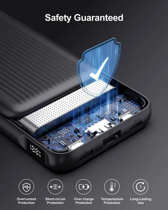 Alt view image 6 of 7 - Ansody 2-Pack Portable Charger, 10000mAh 22.5W Compact USB C Power Bank Fast Charging with 2 Outputs & 2 Inputs, LED Display Battery Pack Compatible with iPhone Samsung iPad Tablets, Black & Black