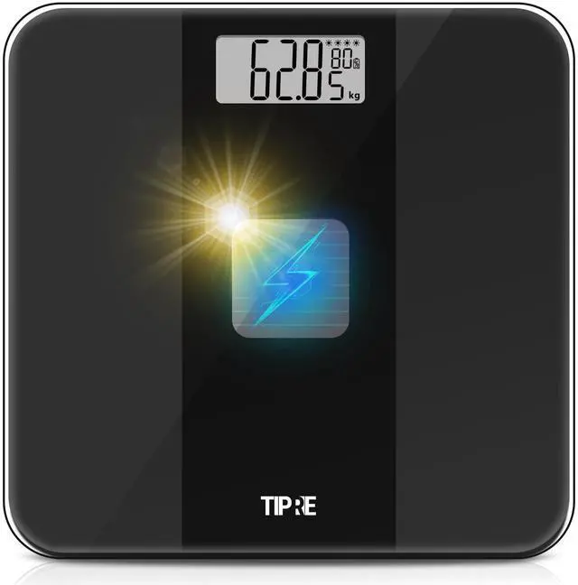 Main image of TIPRE Solar Powered Weight Scale with Endless Power, Scale for Body Weight, Electronic Bathroom Scale for Weight Loss, Digital Weighing Scale with 0.1lb Accuracy No Battery Required, 400lb/180kg