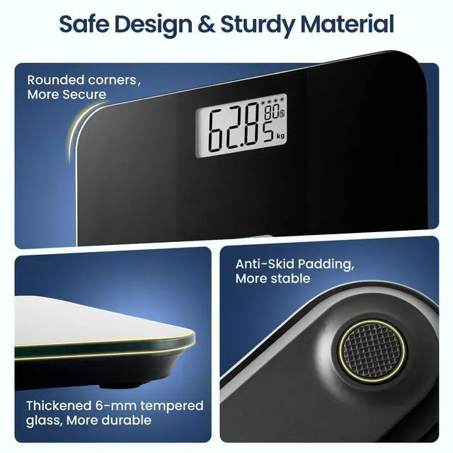 Alt view image 7 of 7 - TIPRE Solar Powered Weight Scale with Endless Power, Scale for Body Weight, Electronic Bathroom Scale for Weight Loss, Digital Weighing Scale with 0.1lb Accuracy No Battery Required, 400lb/180kg