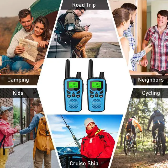 Alt view image 7 of 7 - Erelis Long Rang Walkie Talkies with 22 FRS Channels,Walkie Talkie for Adults with Lamp,VOX,LCD Display for Outdoor Activities(Blue)