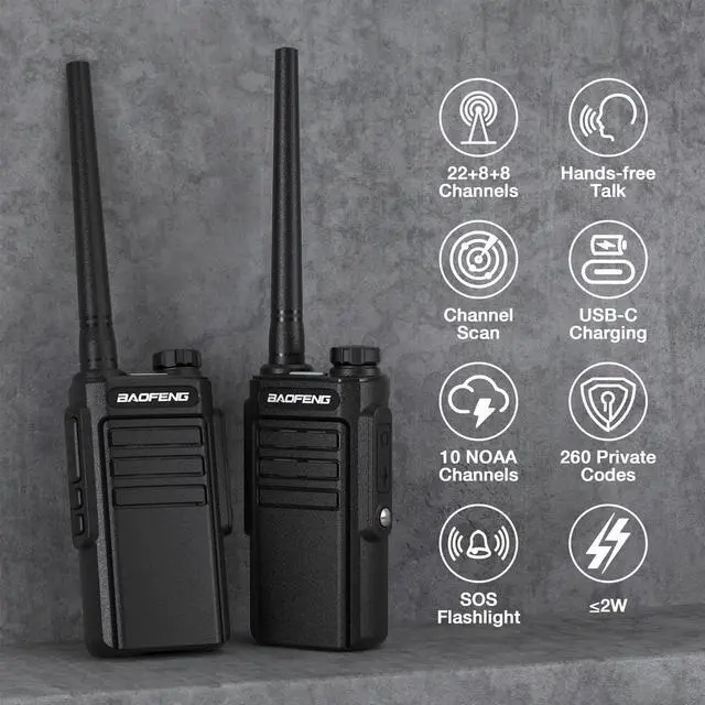 Alt view image 2 of 7 - BAOFENG MP31 GMRS Radio Handheld Two Way Radio, Waterproof Rechargeable Walkie Talkies with NOAA Scanning & Receiving, GMRS Repeater Capable, 2-in-1 Type-C Charging Cable, Earpieces, 2 Pack
