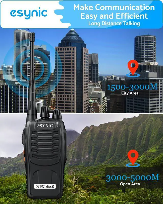 Alt view image 4 of 7 - 5-Pack Rainproof Walkie Talkies Adults & Kids-3 Miles Long Range 16CH Compact Walky Talky-Hand Free VOX-1500mAh Rechargeable Battery-5 Headsets&Flashlight-Easy to Use for Indoor/Camping/Hiking