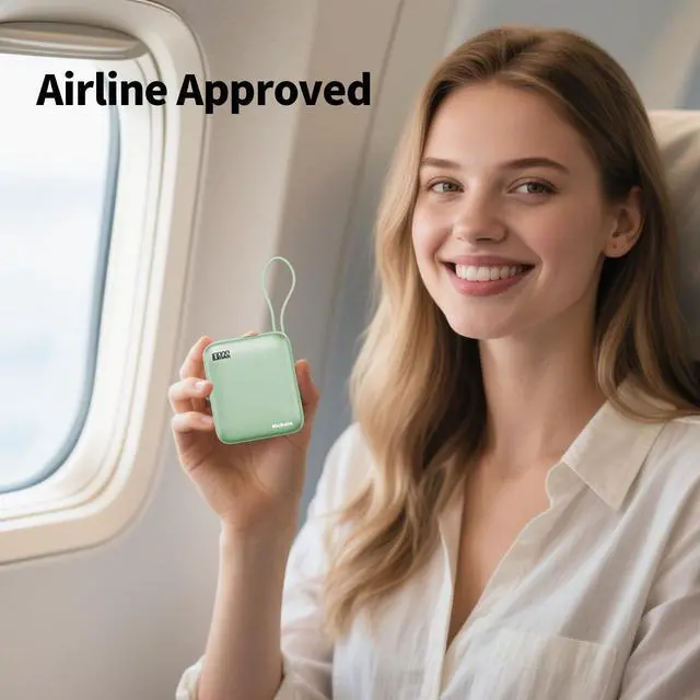 Alt view image 6 of 7 - Hichain Portable Charger with Dual Built-in Cables 10000mAh Small Power Bank 22.5W Fast Charging Mini Powerbank LED Display Travel Essential Battery Pack for iPhone 17 16 15 14 13 All Series Green