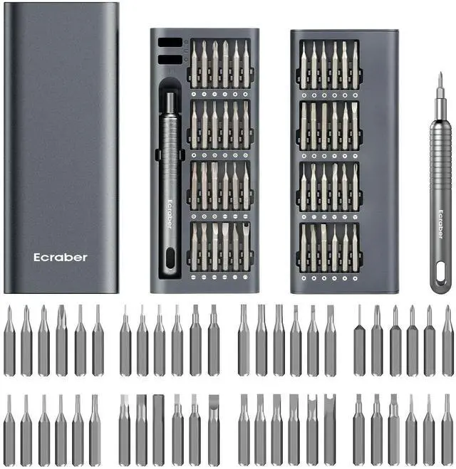 Main image of Ecraber 51-in-1 Mini Precision Screwdriver Sets, Portable Magnetic Mini Repair Tool Kit for Phone, Computer, Watch, Laptop, Macbook, Ring Doorbell, Eyeglass, Electronic, Screw Driver