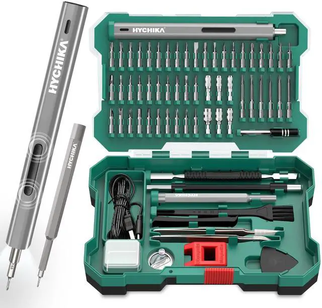 Main image of HYCHIKA Precision Screwdriver Set, Mini Electric Screwdriver 67-in-1 with 52 Magnetic Bits, 3 Torque Settings, LED Light & Rechargeable Repair Tool Kit for Computer Phone Camera