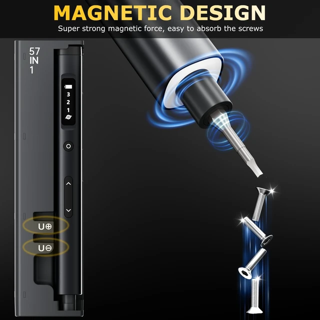 Alt view image 5 of 6 - SUFICY 3.7V Mini Electric Screwdriver, 57-in-1 Magnetic Screwdriver Set, Precision Screwdriver Set, Cordless Screwdriver with LED Light, 3 Torque Settings Repair Tool Set for Phone Camera Laptop Watch