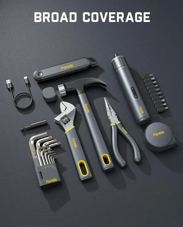 Alt view image 5 of 7 - Fanttik S1 NEX Studio Electric Screwdriver Tool Kit, 3 Torque Settings, Max 6N.m, 10 Magnetic Bits, 7 Types Tools, Hex Keys, Spanner, Claw Hammer, Household Tool Kits for Home Repairs, Idea DIY