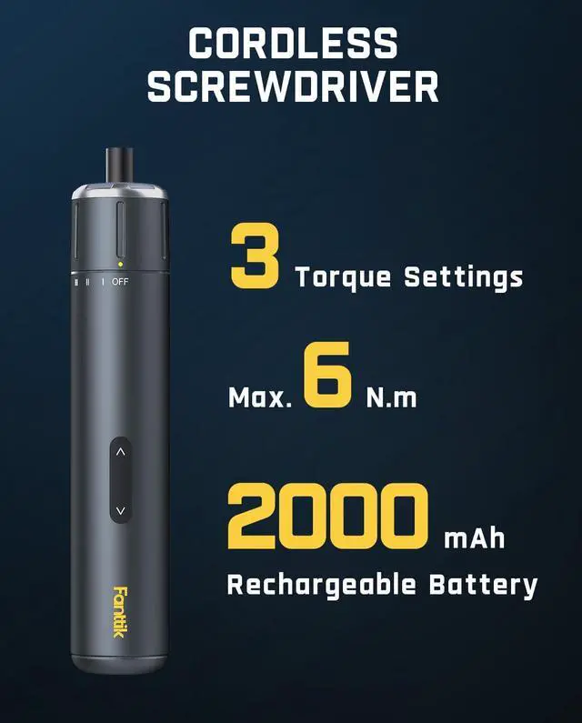 Alt view image 6 of 7 - Fanttik S1 NEX Studio Electric Screwdriver Tool Kit, 3 Torque Settings, Max 6N.m, 10 Magnetic Bits, 7 Types Tools, Hex Keys, Spanner, Claw Hammer, Household Tool Kits for Home Repairs, Idea DIY