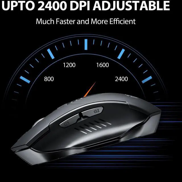 Alt view image 2 of 5 - INPHIC Wireless Mouse for Laptop Rechargeable, Upgraded Visible Battery, 2400 DPI, Silent Ergonomic Computer Mice, Mac, PC etc.